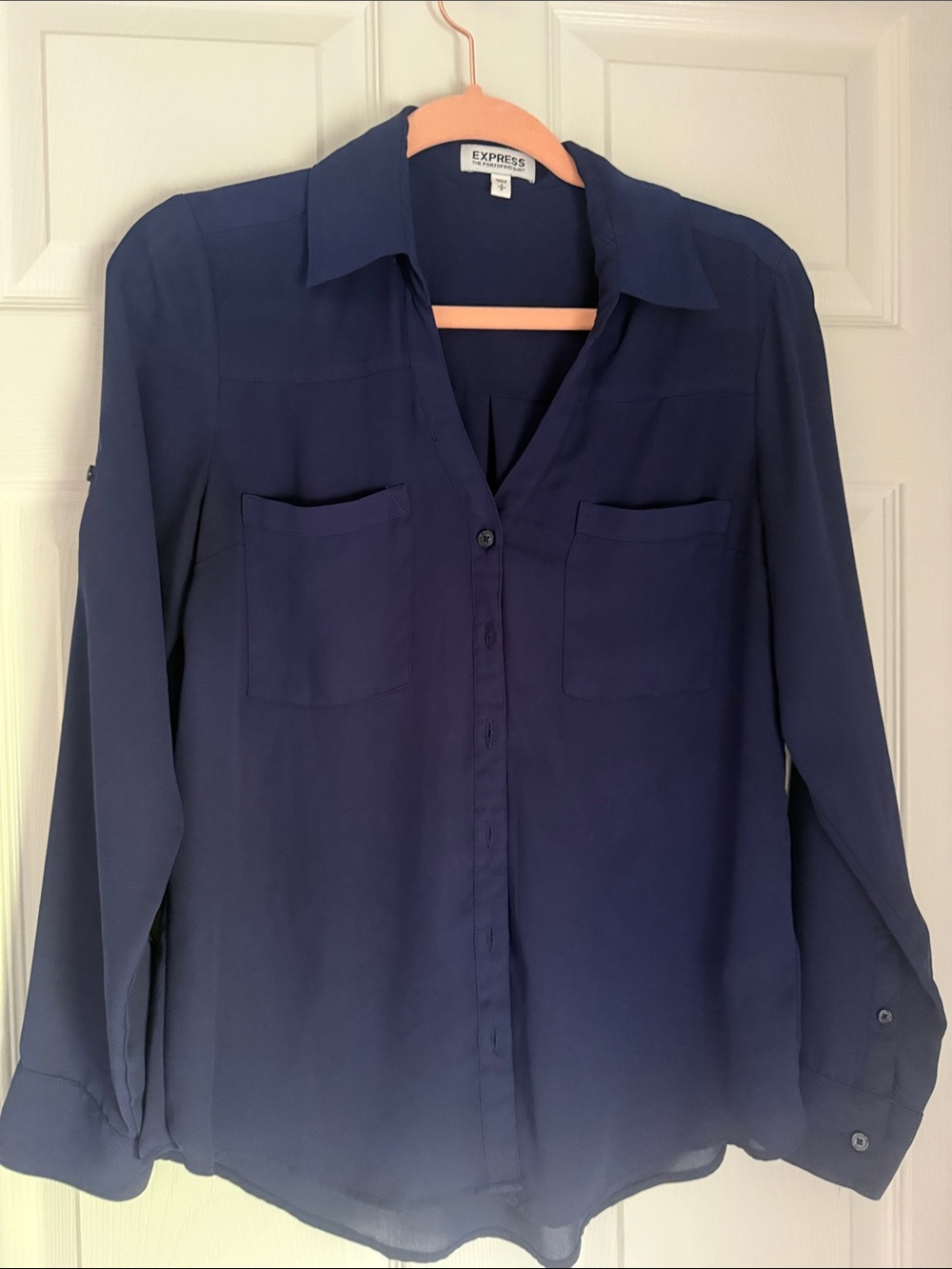 Express lightweight Navy Blue Long Sleeve Button-Down Shirt